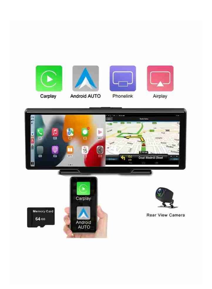 كاميرا داش بورد مقاس 10.26 بوصة، كاميرا mirror الرؤية الخلفية بدقة 4K 3840*2160P، تدعم الواي فاي، بلوتووث، سجل فيديو رقمي مزدوج العدسة وبطاقة TF سعة 64G - Image 1