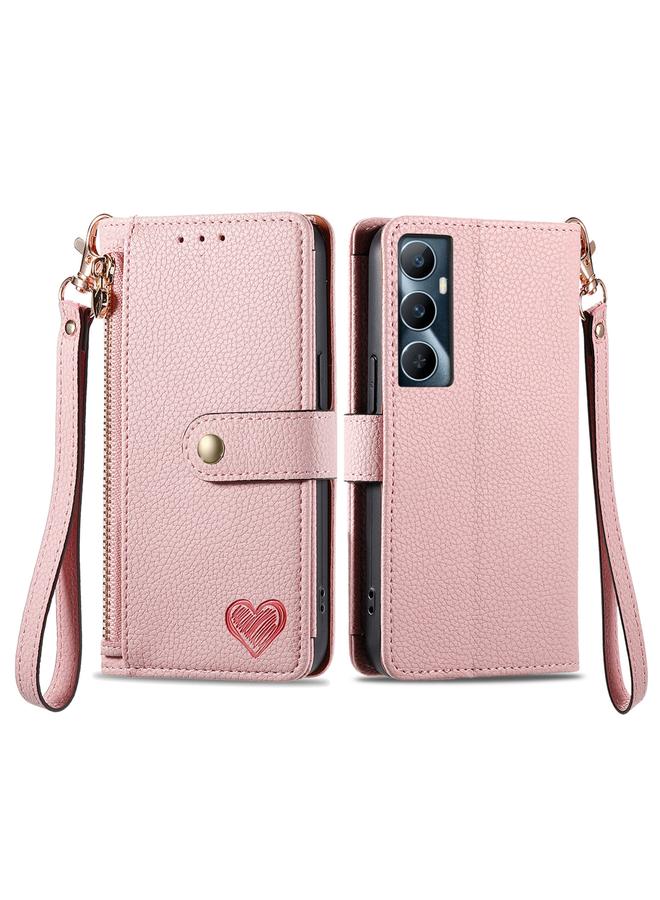 اس-توب جراب هاتف Realme C65 Love بسحاب وحزام من الجلد - Image 1