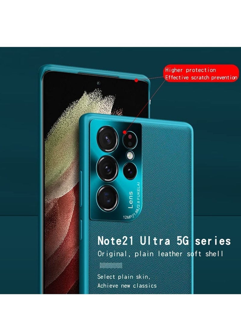 KASTWAVE Case for Samsung Galaxy S21 Ultra, Solid Leather Protective Slim Thin All Inclusive lens with Super protection for Men and Women Blue-Green - Image 5