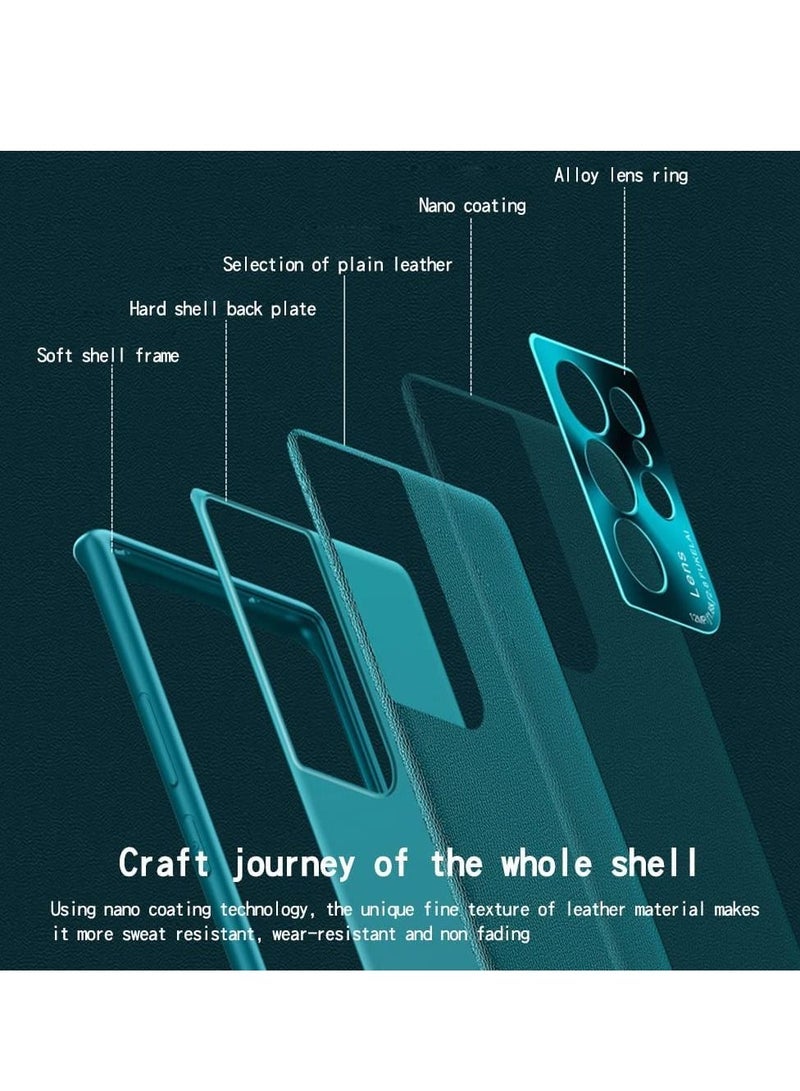 KASTWAVE Case for Samsung Galaxy S21 Ultra, Solid Leather Protective Slim Thin All Inclusive lens with Super protection for Men and Women Blue-Green - Image 3