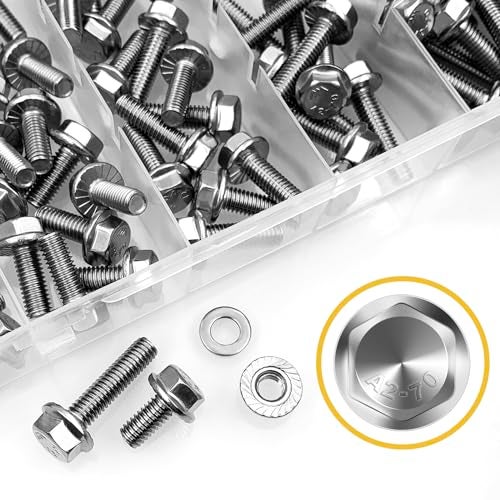 MYWISH 224Pcs M6 Bolt x 12/16/20/25/30mm, M6x1.0 Bolt, Flanged Hex Head Bolts with Flange Nuts Washers, 304 Stainless Steel M6 Screws, Metric Bolt Assortment, DIN 6921 by Mywish - Image 2