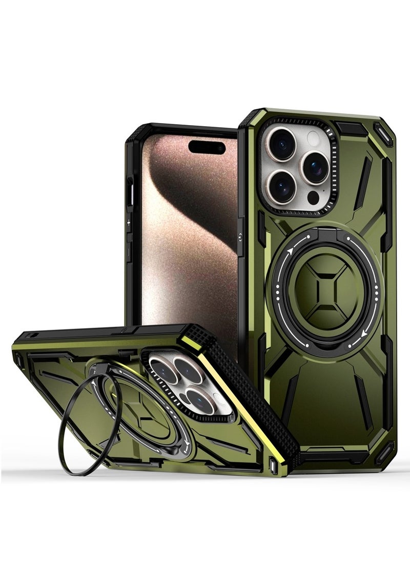 GOLDEN MASK - GOLDEN MASK For iPhone 15 Pro Max Armored II Series Mag-Safe Magnetic Holder Phone Case (Green) - Image 1
