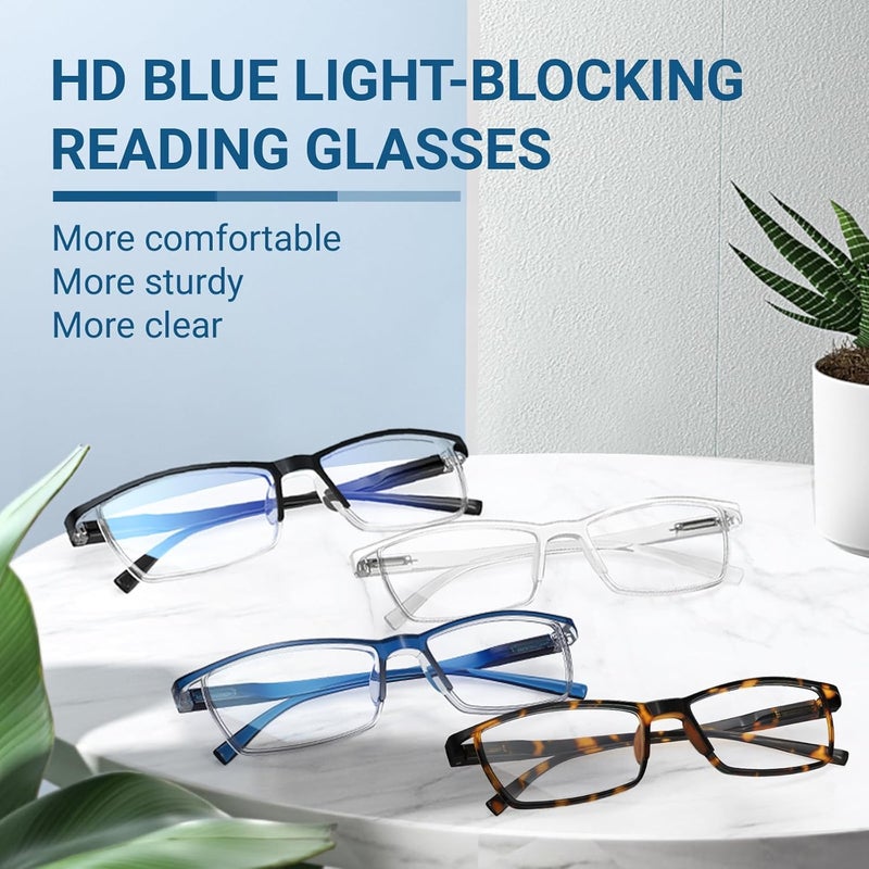 TERAISE Anti- UV Reading Glasses 4 Pairs Blue Light Blocking Reader Womens Mens, Mixcolor, 0.0x - Image 2