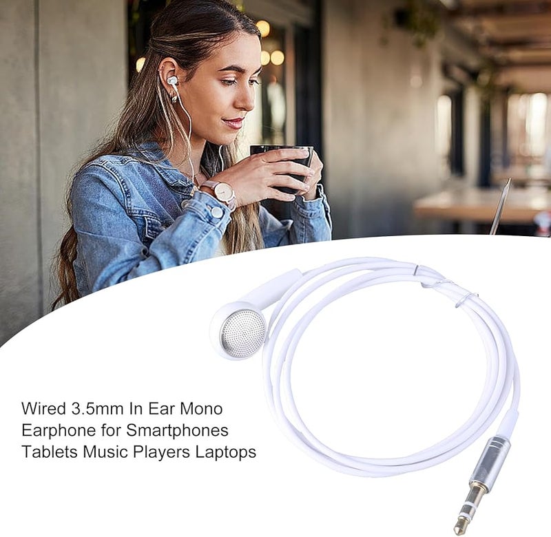 Single Side 3.5mm In Ear Earphones White 90cm Corded Headset for MP3 MP4 Mobile Phone Notebook - Image 4