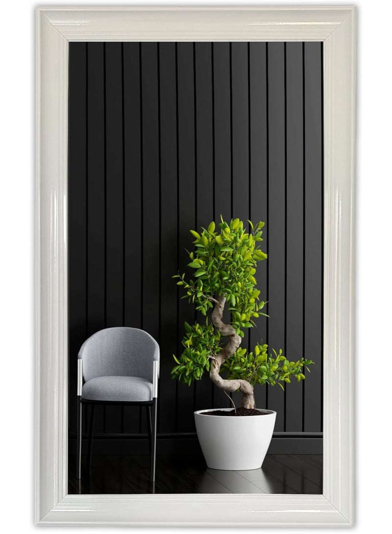 Lumina White Framed Wall Mirror 48 x 78.5 cm – Rectangular Hanging Mirror with Water-Resistant PVC Border – Medium Size Decorative Mirror for Bedroom, Bathroom & Living Room - Image 1