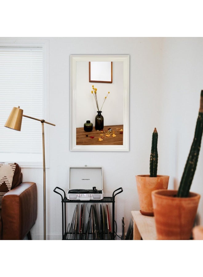 Lumina White Framed Wall Mirror 48 x 78.5 cm – Rectangular Hanging Mirror with Water-Resistant PVC Border – Medium Size Decorative Mirror for Bedroom, Bathroom & Living Room - Image 2