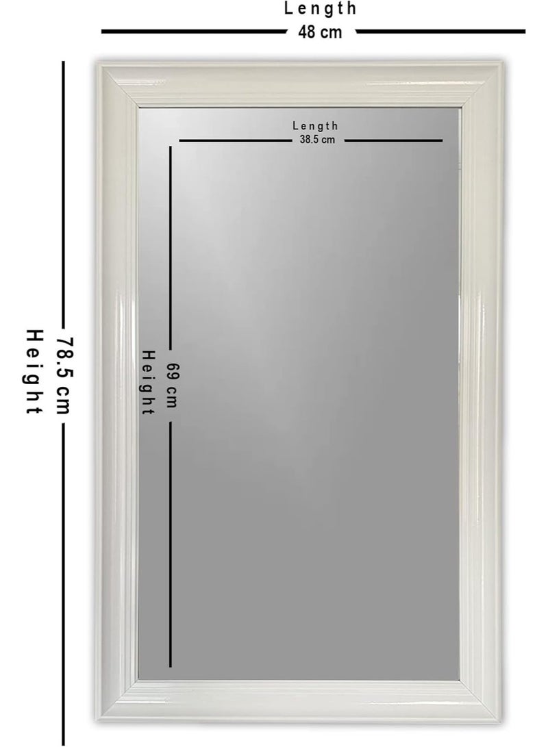 Lumina White Framed Wall Mirror 48 x 78.5 cm – Rectangular Hanging Mirror with Water-Resistant PVC Border – Medium Size Decorative Mirror for Bedroom, Bathroom & Living Room - Image 3