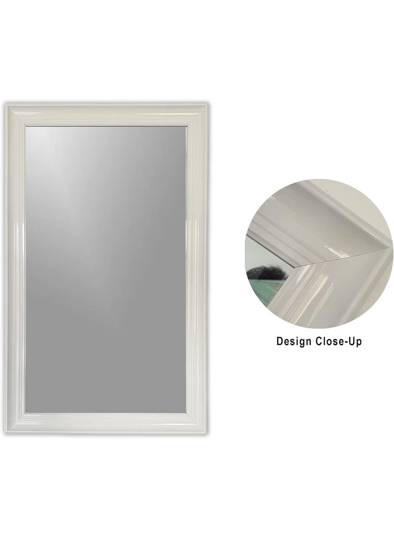 Lumina White Framed Wall Mirror 48 x 78.5 cm – Rectangular Hanging Mirror with Water-Resistant PVC Border – Medium Size Decorative Mirror for Bedroom, Bathroom & Living Room - Image 5