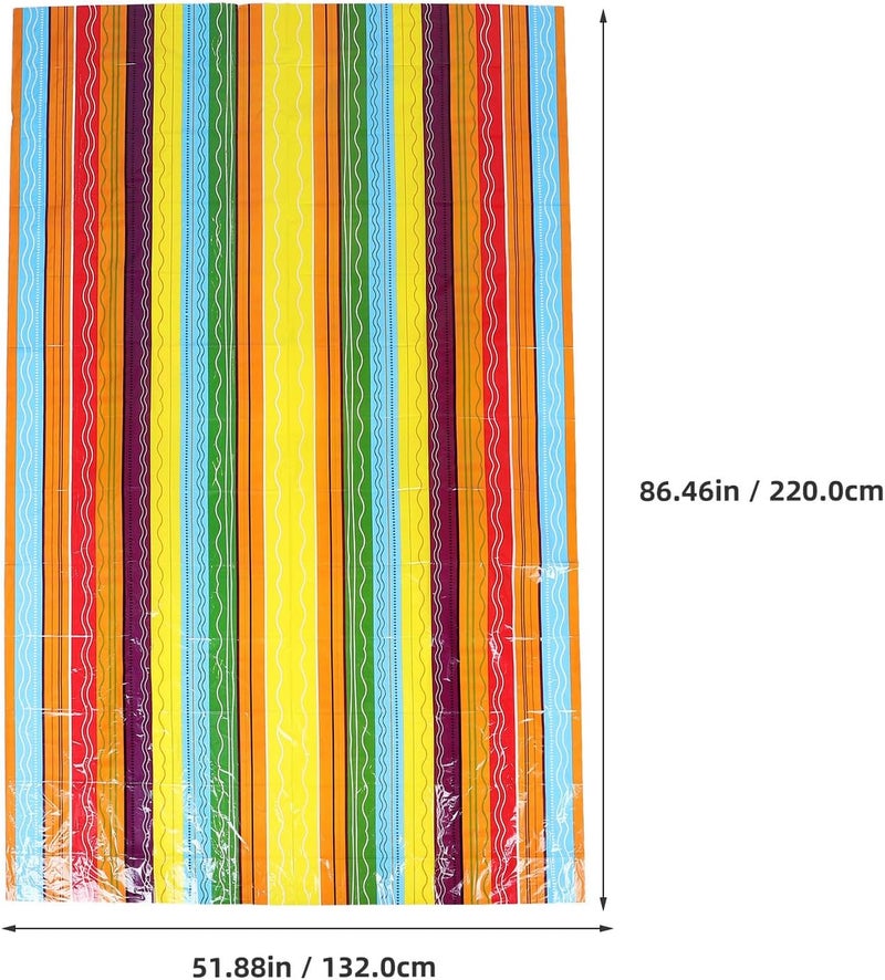 Mexican Fiesta Tablecloths 3pcs 132x220cm Plastic Party Table Covers Colorful Striped Design for Cinco De Mayo Carnival and Birthday Decorations - Image 1