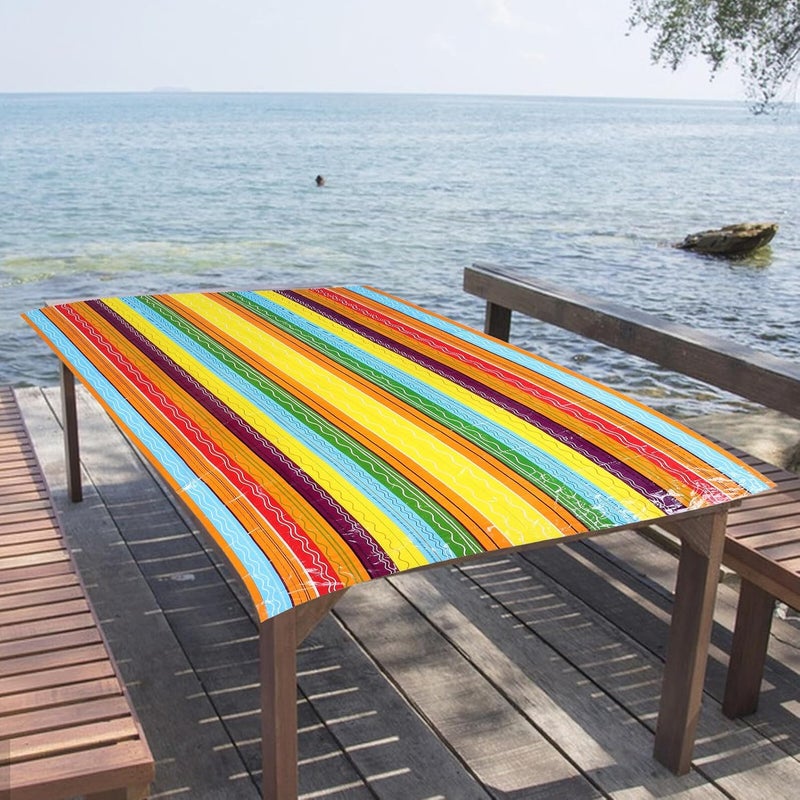Mexican Fiesta Tablecloths 3pcs 132x220cm Plastic Party Table Covers Colorful Striped Design for Cinco De Mayo Carnival and Birthday Decorations - Image 4
