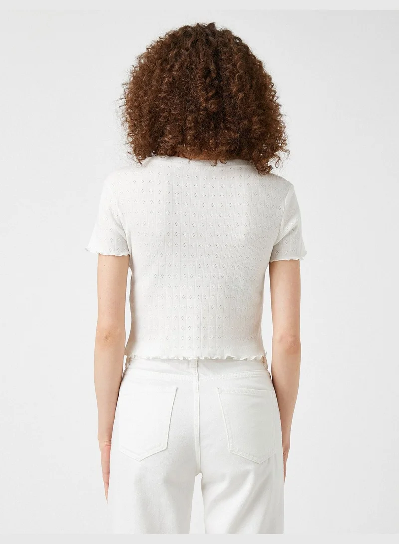 KOTON Button Detailed T-Shirt Cotton