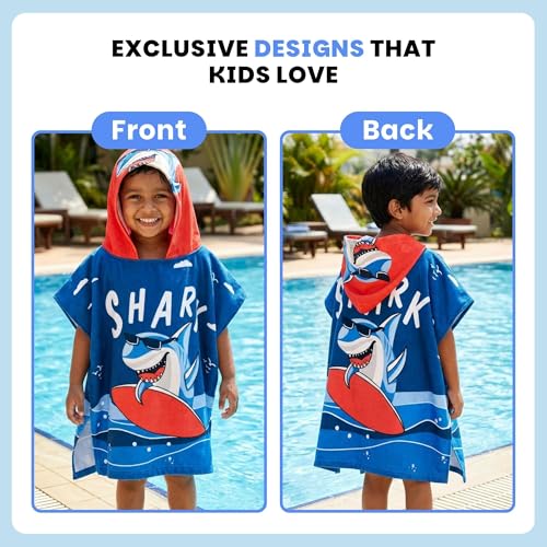 Famyo® Poncho Hooded Towel for Kids 1–7 Years | Quick Dry Kids Towel | Soft Lightweight Baby Wrap for Beach | 60 X 60Cm Toddler Pool Towel for Boys & Girls | Micro-Fiber Bath Towels | Purple Cat - Image 4