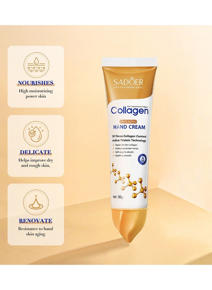 SADOER Collagen Anti Wrinkle Hand Cream, Nourishing Whitening Moisturizing Skin Care Cream, Fast Absorbing Anti Ageing Hand Cream, Smooth And Soft Skin Repair Cream To Remove Wrinkles Darkness 30g - Image 4