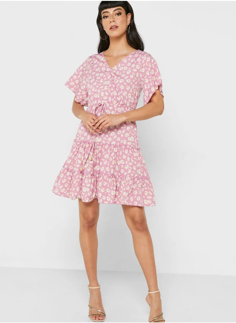 ELLA Printed V-Neck Dress