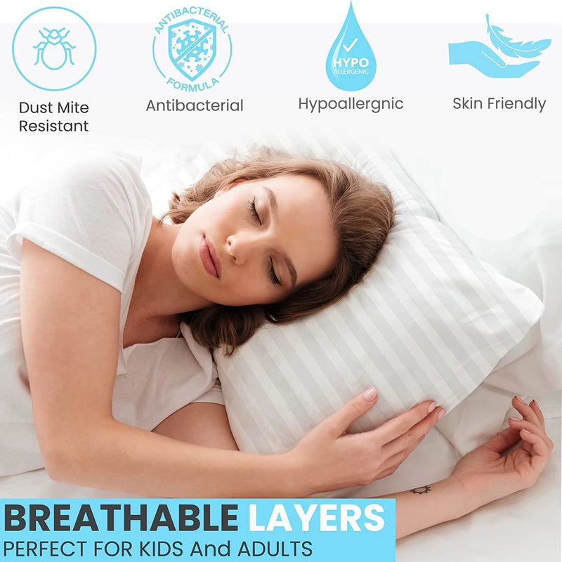 TIQH Cooling Touch Hotel Quality, for Back, Stomach or Side Sleepers Sleeping Striped Pillows -Set of 2 - Image 5