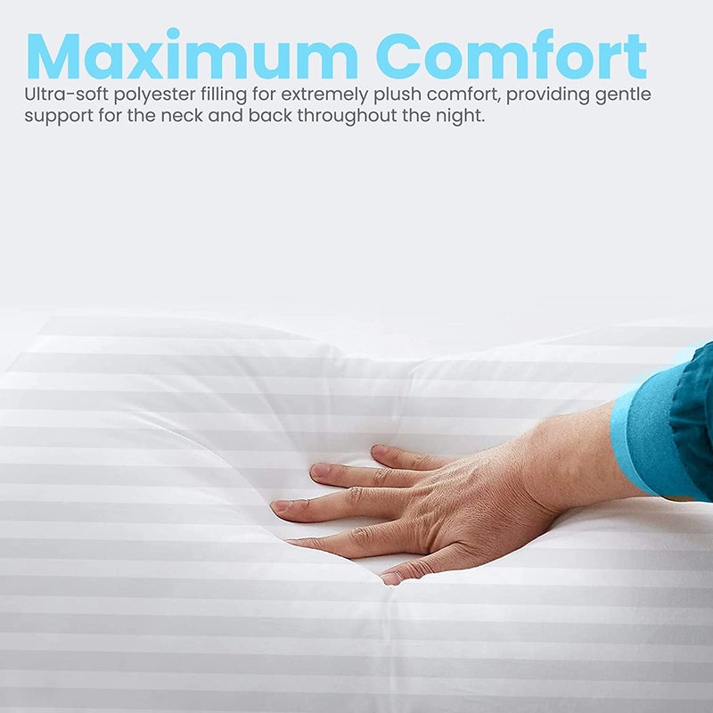 TIQH Cooling Touch Hotel Quality, for Back, Stomach or Side Sleepers Sleeping Striped Pillows -Set of 2 - Image 4