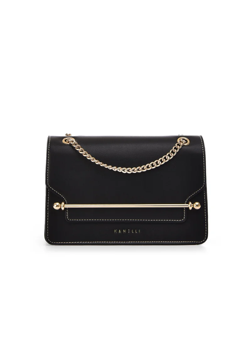 KANELLI Leather hand bag in contrasting colors from Kanelli \ black