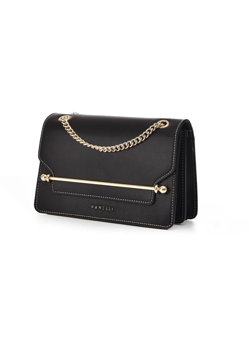 KANELLI Leather hand bag in contrasting colors from Kanelli \ black