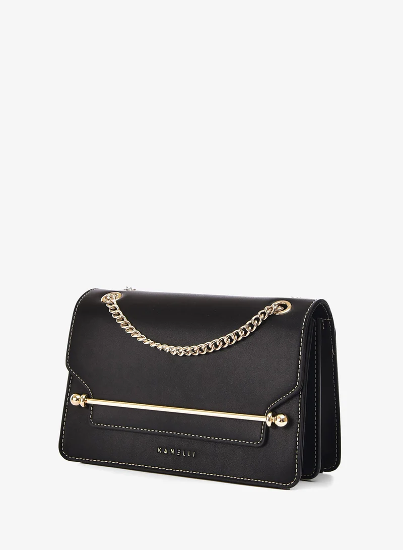 KANELLI Leather hand bag in contrasting colors from Kanelli \ black
