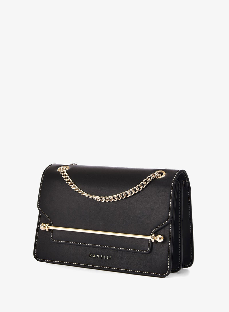 KANELLI Leather hand bag in contrasting colors from Kanelli \ black - Image 2