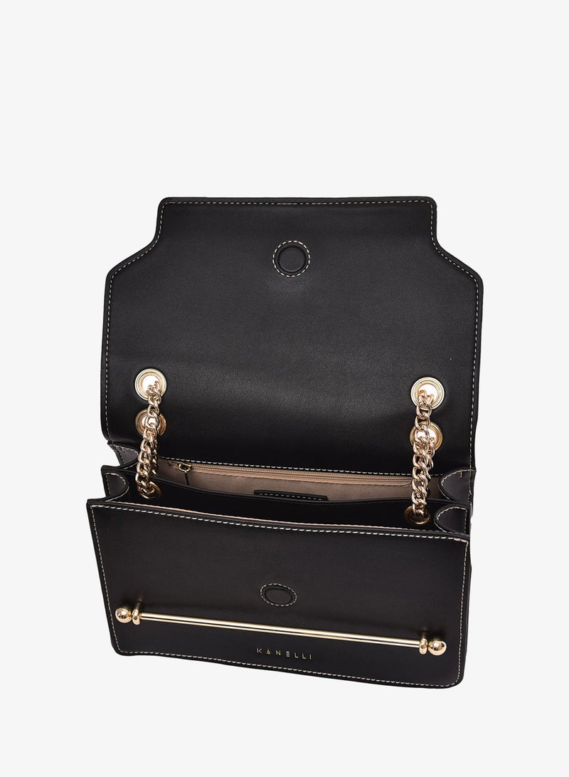 KANELLI Leather hand bag in contrasting colors from Kanelli \ black - Image 3