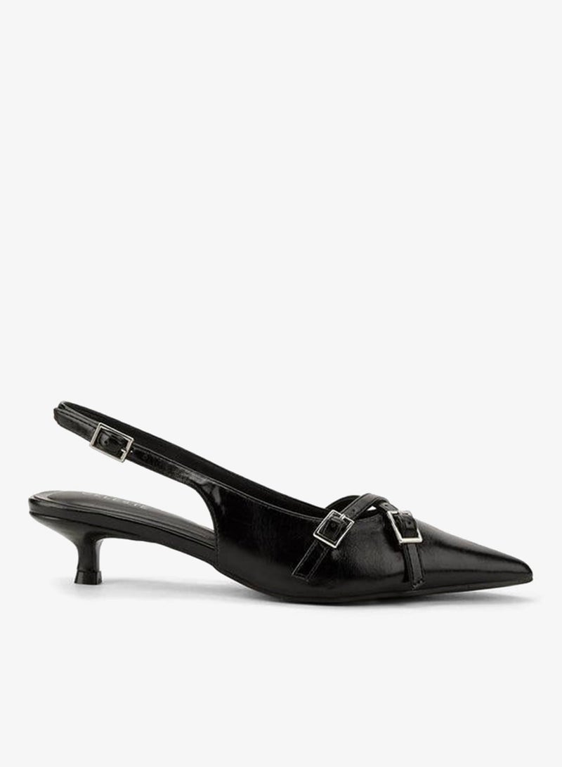 Celeste Women Buckle Detail Kitten Heel Shoes - Image 3