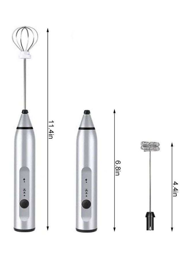 NIBEMINENT 3-Piece Milk Frother And Whisk Set Silver - Image 2