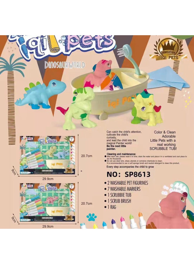 Aiqi Chong Family Bathroom Flowed Doll Graffiti Toy Creative مجموعة ألوان مائية غير سامة قابلة للغسل لون جديد: Doodle Dinosaur-Single Pack SP8615 - Image 5