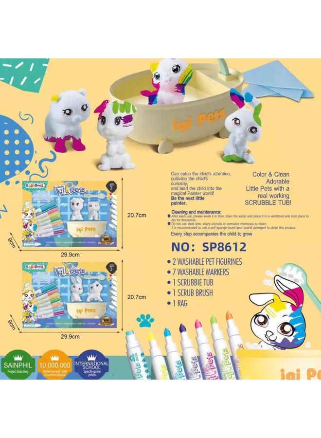 Aiqi Chong Family Bathroom Flowed Doll Graffiti Toy Creative مجموعة ألوان مائية غير سامة قابلة للغسل لون جديد: Doodle Dinosaur-Single Pack SP8615 - Image 4