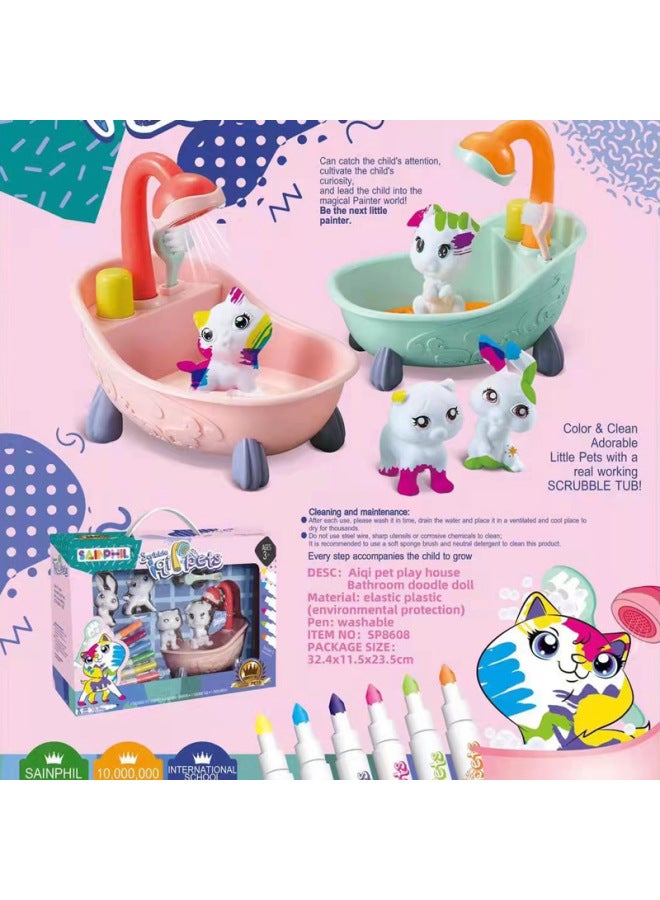 Aiqi Chong Family Bathroom Flowed Doll Graffiti Toy Creative مجموعة ألوان مائية غير سامة قابلة للغسل لون جديد: Doodle Dinosaur-Single Pack SP8615 - Image 2