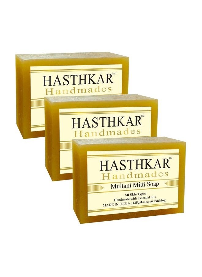 byPurenaturals Hasthkar Handmades Glycerine Multani Mitti Soap 125Gm For Men & Women Pack Of 3  - Image 1