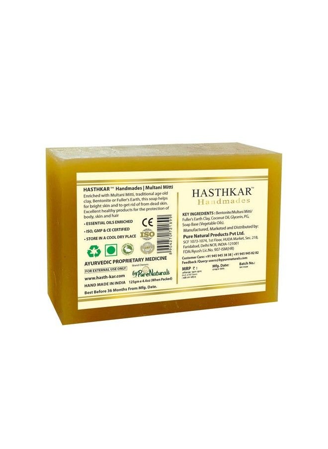 byPurenaturals Hasthkar Handmades Glycerine Multani Mitti Soap 125Gm For Men & Women Pack Of 3  - Image 3