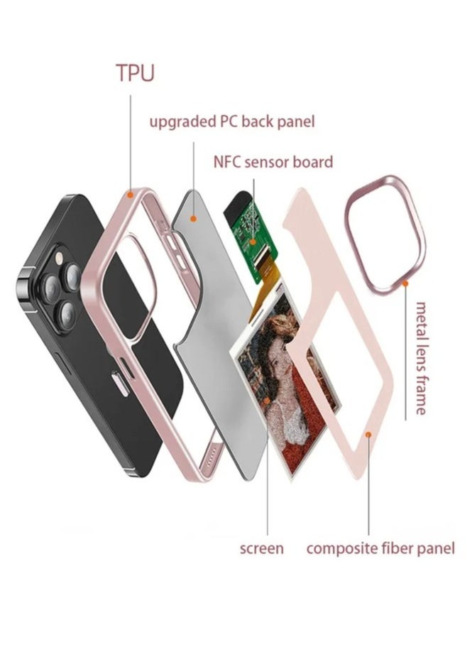 Generic - Smart NFC Ink Phone Case Compatible for iPhone 15 Pro , Customizable E-Ink Screen DIY Images Long-Lasting Display Fast Transmission (Pink) - Image 1