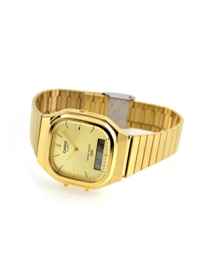 Casio AQ-240EG-9A Vintage Analog Digital Gold Tone Stainless Steel Gold Dial Quart - Image 3