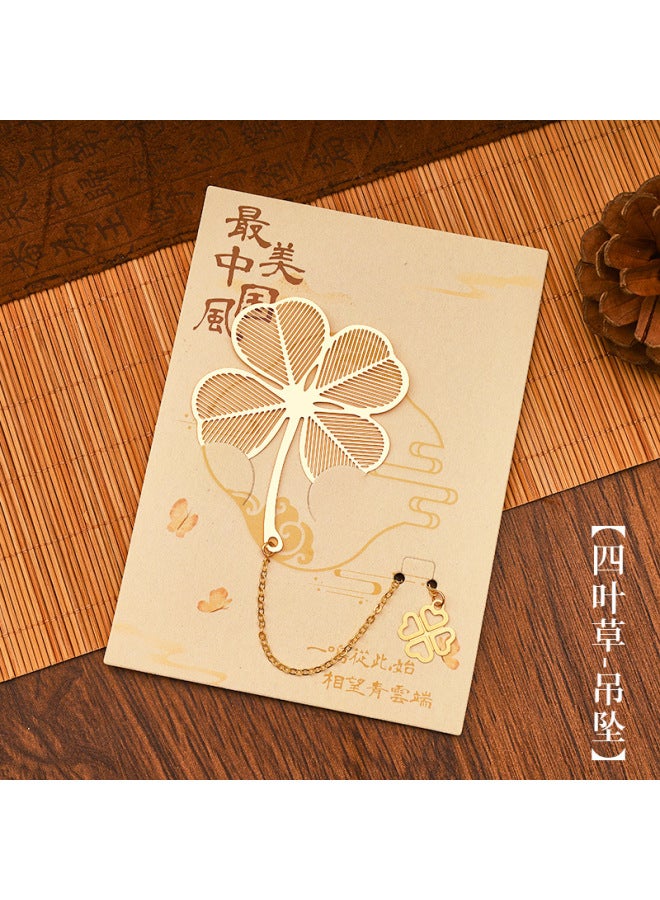 HELPS Ancient Style Metal Hollow Bookmark Creative Retro Brass Lotus Pendant Tassel Book Page Clip Cultural And Creative Small Gifts - Image 1