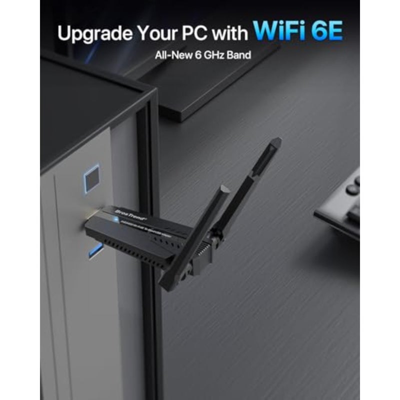 AXE5400 WiFi 6E USB Adapter for Windows 11/10, Tri-Band Long Range USB WiFi Adapter for PC Desktop Laptop, 6GHz 2402Mbps + 5GHz 2402Mbps + 2.4GHz 574Mbps, Wireless 6 Dongle - Image 2