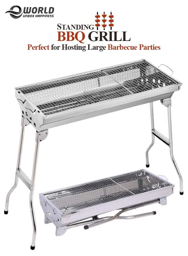 إي وورلد شواية شواء غير قابلة للصدأ قائمة بذاتها قابلة للطي محمولة للتخييم والطبخ وشواية للسفر. - Image 1