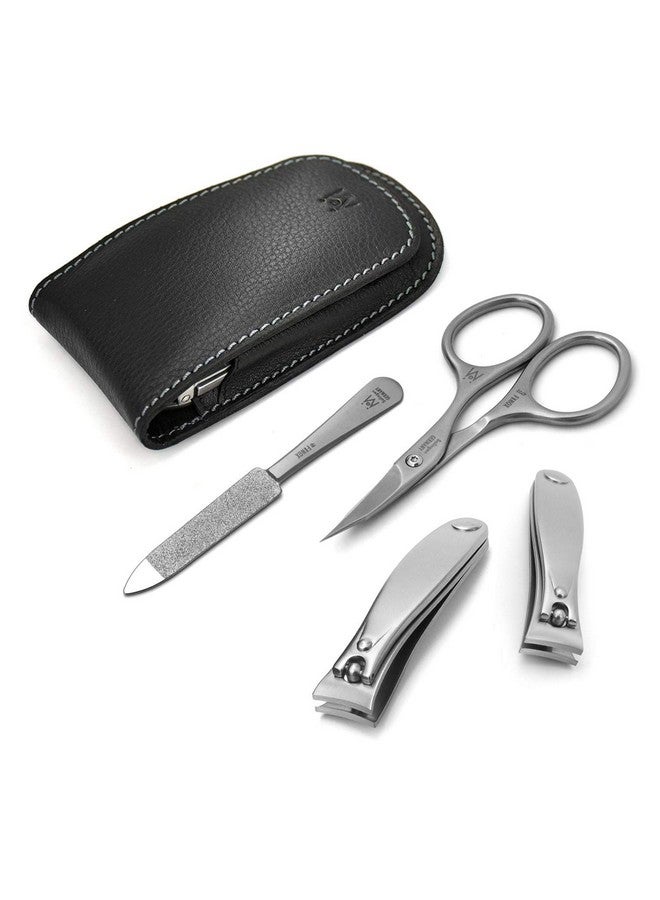 GERMANIKURE 4pc Manicure Set in Leather Case - Handmade in Solingen Germany, FINOX High Carbon Stainless Steel - Professional Travel Size Manicure and Pedicure Kit - Image 1