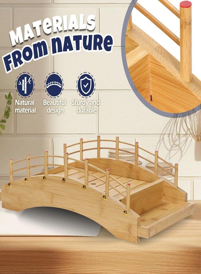 LEQC Wooden Sushi Boat Bridge – Large Sushi Serving Tray for Japanese Food Display, Sushi Platter, Sushi Train Dining, Party Serving Board, Restaurant & Home Kitchen Decoration(17.2X8.4X5.2in) - Image 3