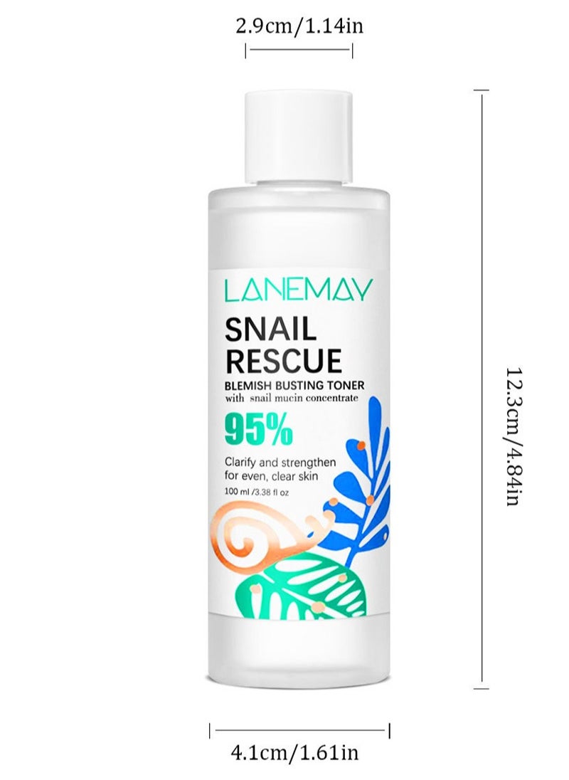 Snail Rescue Blemish Busting Toner | 95% Snail Mucus | Pore Cleanser | Moisturising and Balancing | CICA | Hyaluronic Acid | Non-comedogenic | Non-irritating| 100ml