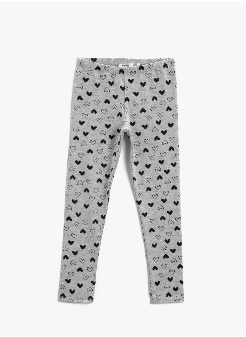 KOTON Heart Printed Leggings Cotton