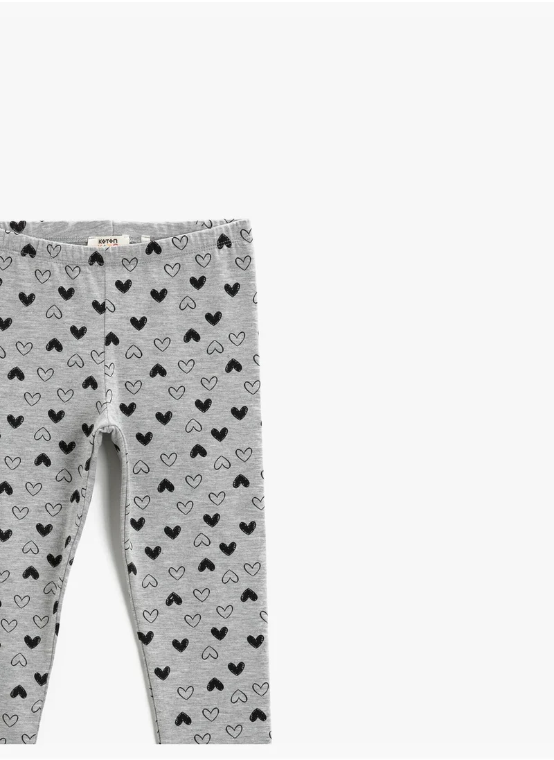 كوتون Heart Printed Leggings Cotton