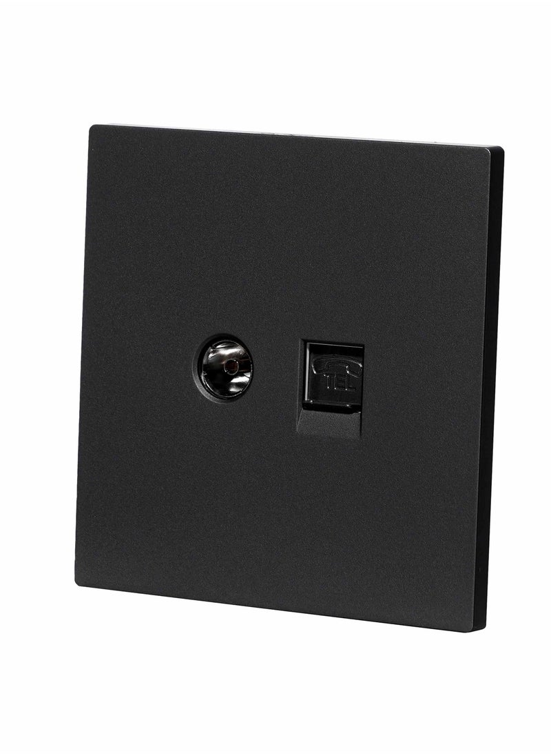 Donmarco - TV + TEL Socket – Ultra Thin Plastic, Dual Function Television and Telephone Port , Fire-Resistant Electric Outlet , 3-Year Warranty (Matt Black) - Image 1