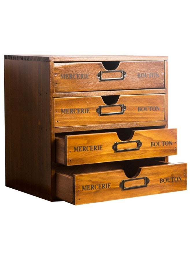 Primo Supply Vintage Aged Look Home Office Desk Organizer with 4 Drawers - Rustic Dresser - Wooden Storage Box Desktop Storage - Decorative Boxes with Lids for School & Office Supplies - Stackable Daily Storage - Image 1