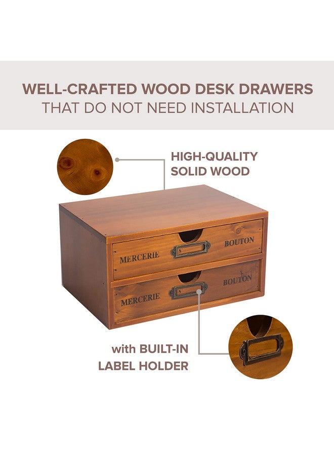 Primo Supply Vintage Aged Look Home Office Desk Organizer with 4 Drawers - Rustic Dresser - Wooden Storage Box Desktop Storage - Decorative Boxes with Lids for School & Office Supplies - Stackable Daily Storage - Image 3