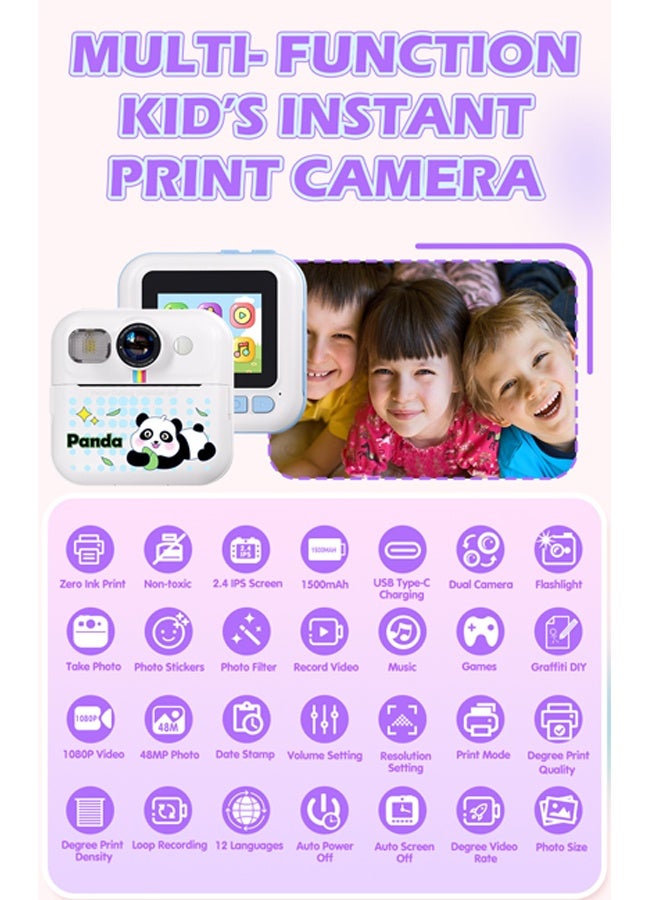 Beauenty Kids Camera Instant Print, Camera for Kids with Printable Photos, Toddler Camera Toys for Children Ages 3-14, Digital Camera Birthday Gifts for Girls 4 5 6 7 8 9 10 11 12 13 Years Old (White) - Image 3