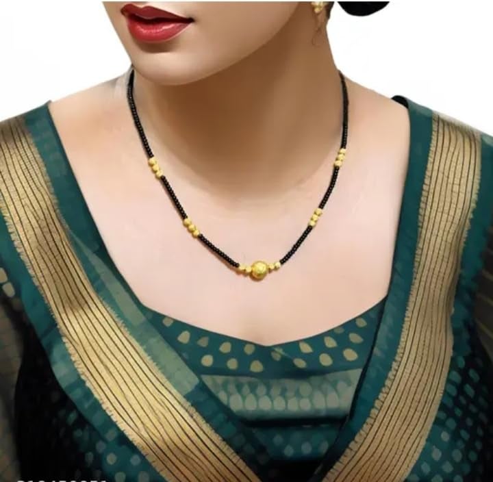 MONEV One Gram Gold Plated Jewellery Mangalsutra Tanmaniya Nallapusalu Necklace For Women and Girls - Image 2