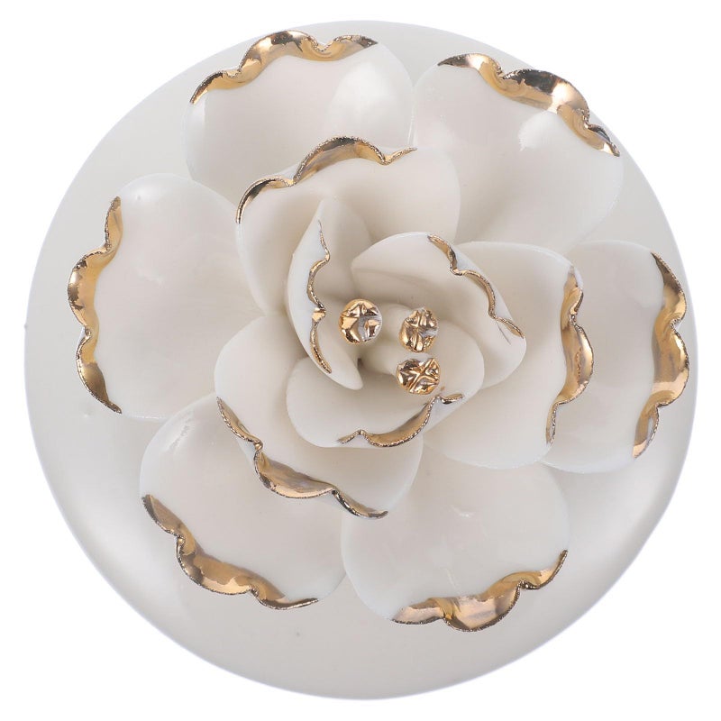 Ceramic Jewelry Storage Box with Lid Round Floral Small Organizer Handcrafted - Image 2