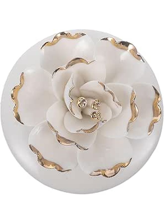 Ceramic Jewelry Storage Box with Lid Round Floral Small Organizer Handcrafted - Image 1