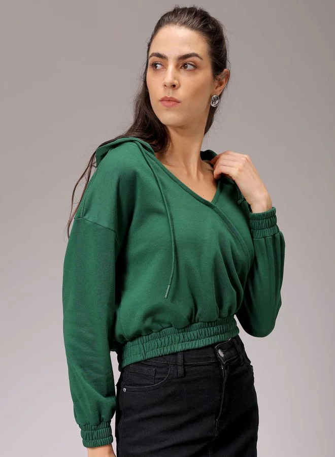 Freehand Women Regular Fit Solid Wrap Sweatshirt